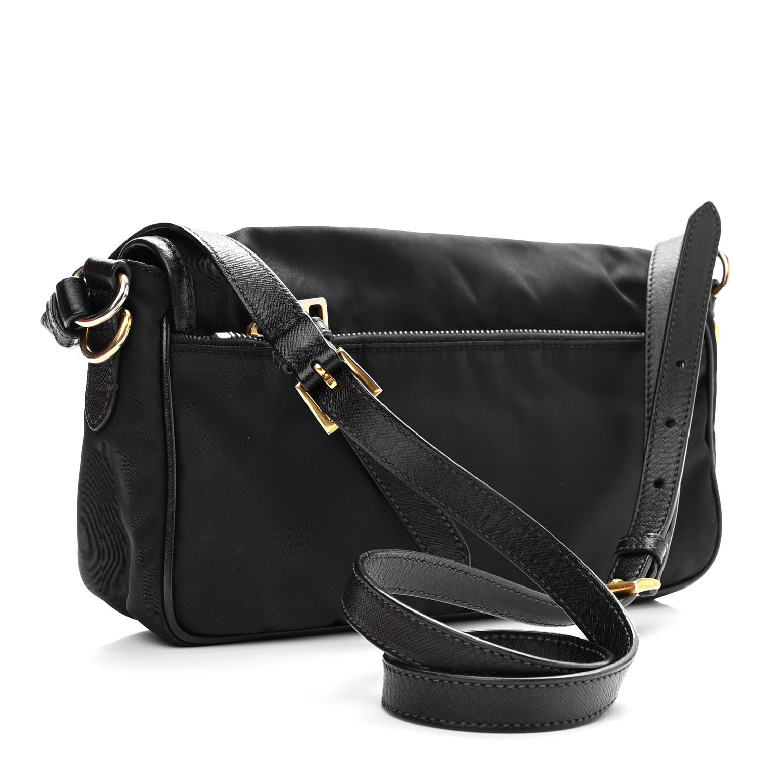 Prada Tessuto Nylon Saffiano Small Messenger Bag Black 3 of 9