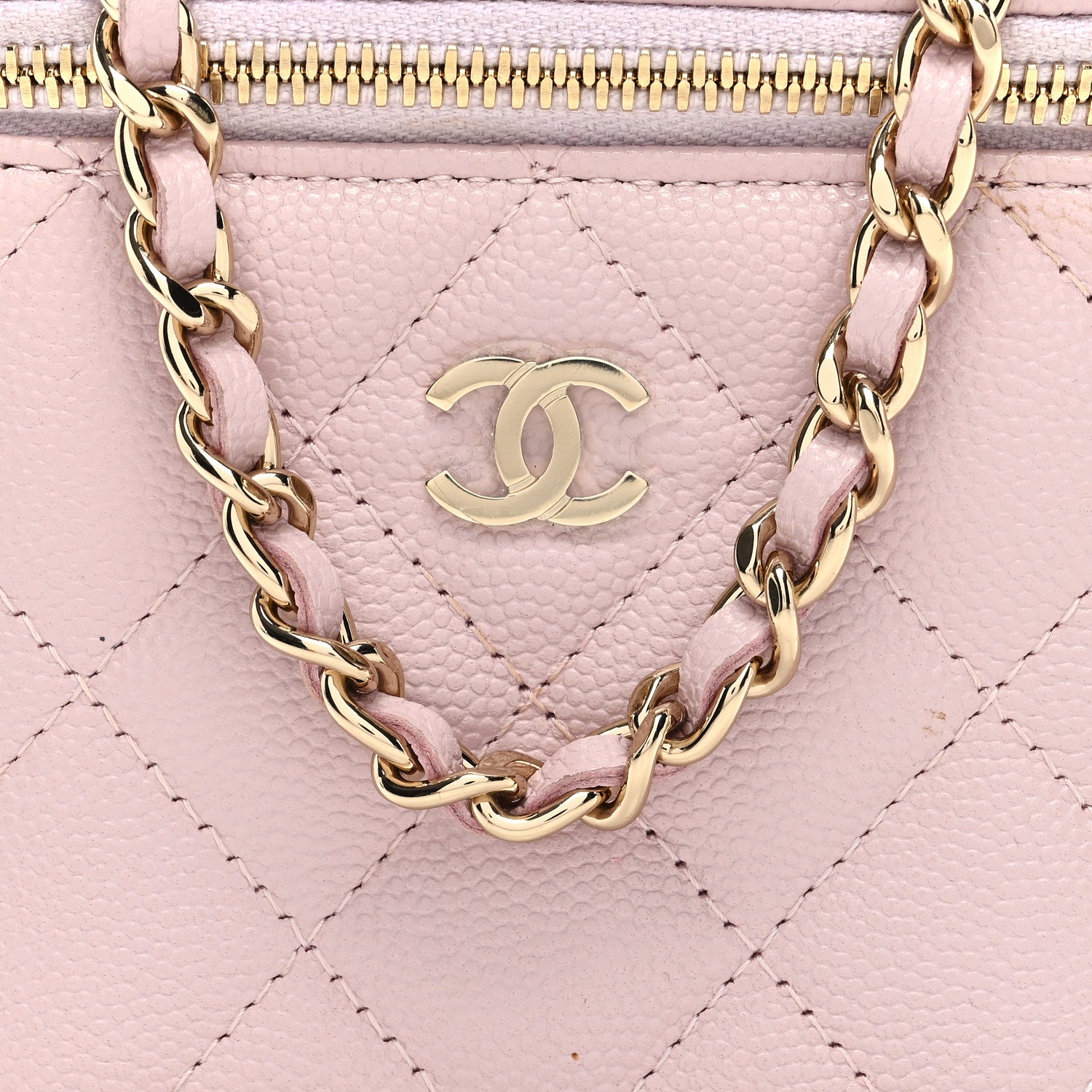 Chanel Caviar Quilted Mini Vanity Case With Chain Light Pink 8 of 11