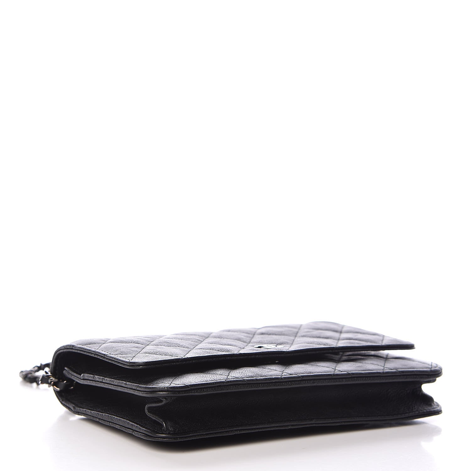 Chanel Crumpled Calfskin Quilted Wallet On Chain WOC So Black 4 of 11