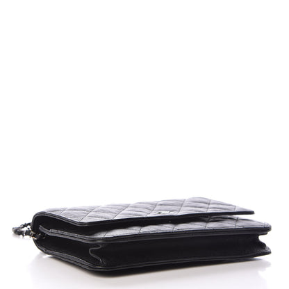 Chanel Crumpled Calfskin Quilted Wallet On Chain WOC So Black 4 of 11