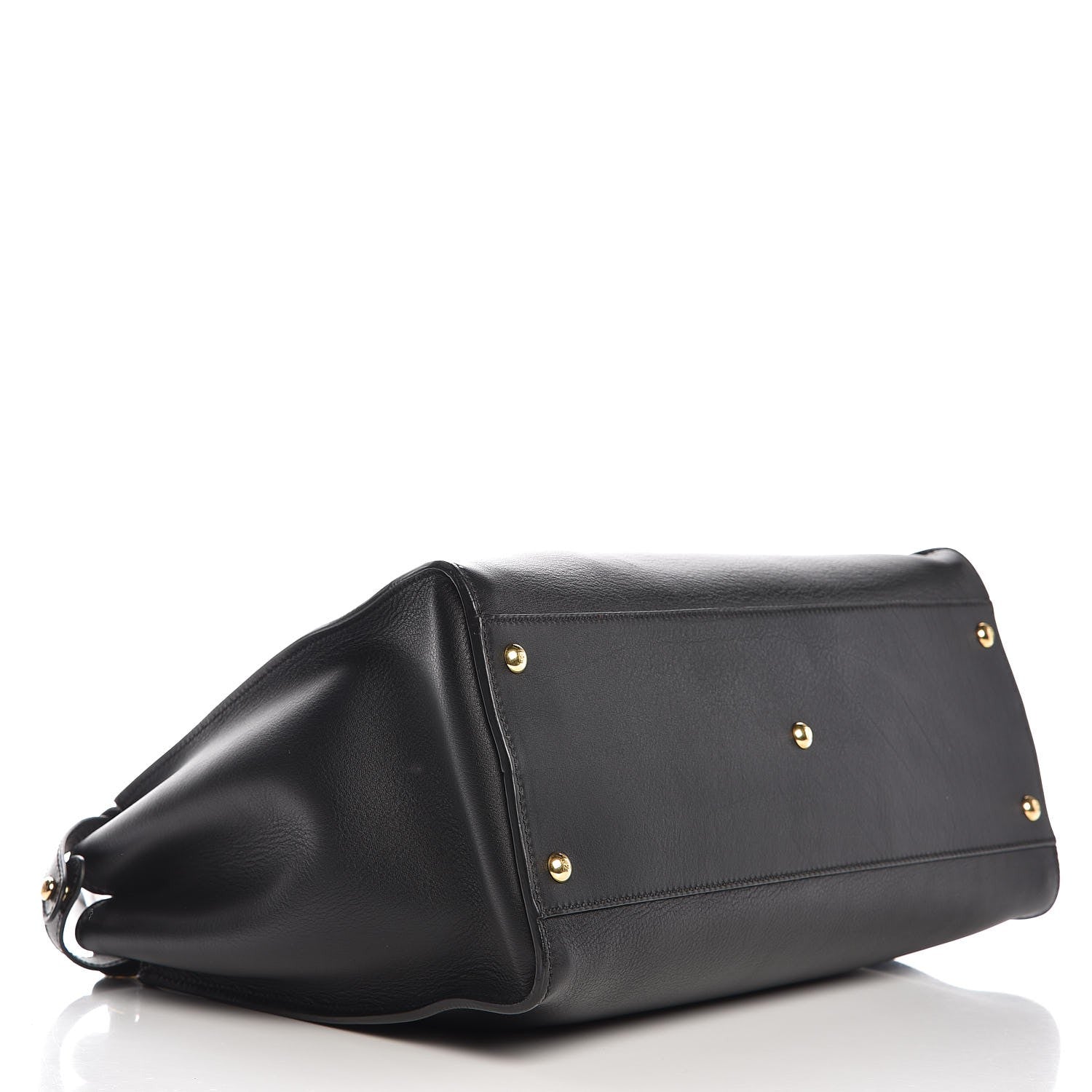 Fendi Vitello Seta Shiny Nappa Large Peekaboo Iconic Satchel Black 5 of 10