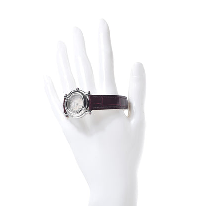Chopard Stainless Steel Alligator 5 Diamond Pink Mother of Pearl 26mm Happy Sport Quartz Watch 2 of 9
