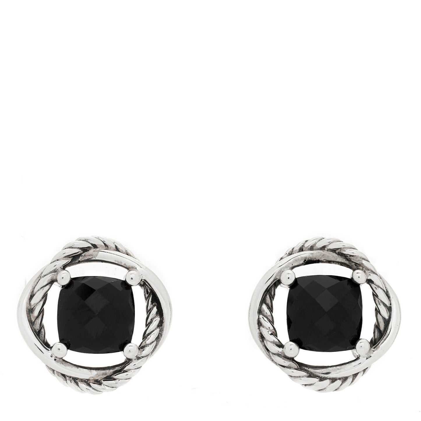Sterling Silver Black Onyx 7mm Infinity Earrings