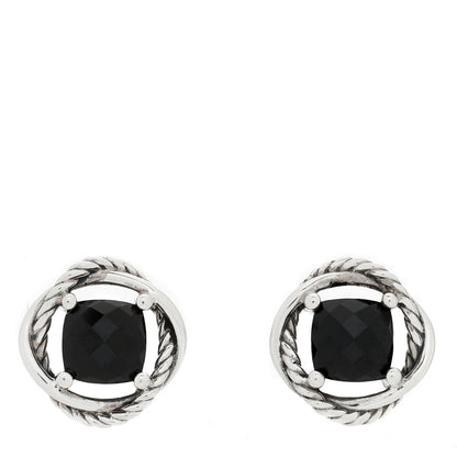 David Yurman Sterling Silver Black Onyx 7mm Infinity Earrings 1 of 4