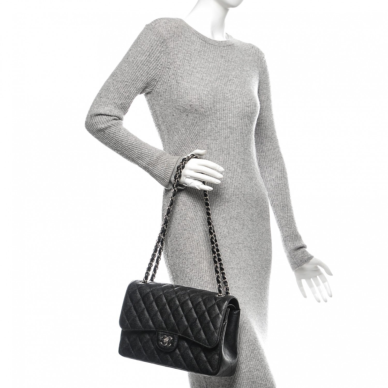 Chanel Caviar Quilted Jumbo Double Flap Black 2 of 7