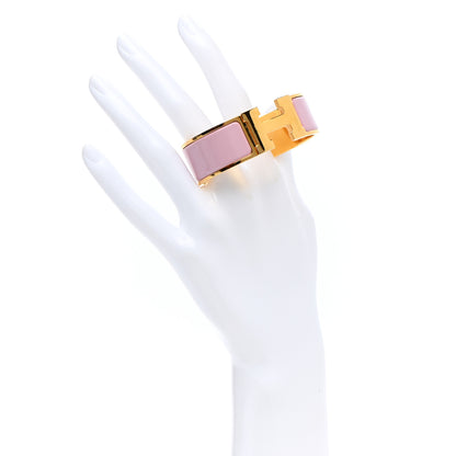 Hermes Enamel Wide Clic Clac H Bracelet Rose Dragee 2 of 6