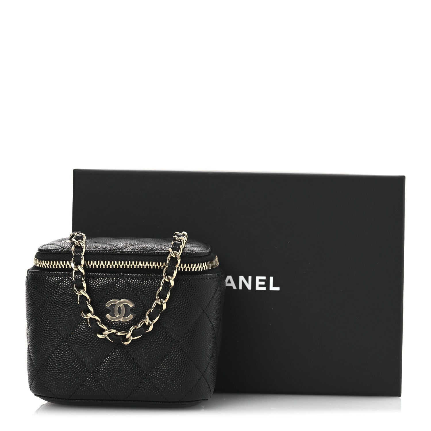 Chanel Caviar Quilted Mini Vanity Case With Chain Black 13 of 13