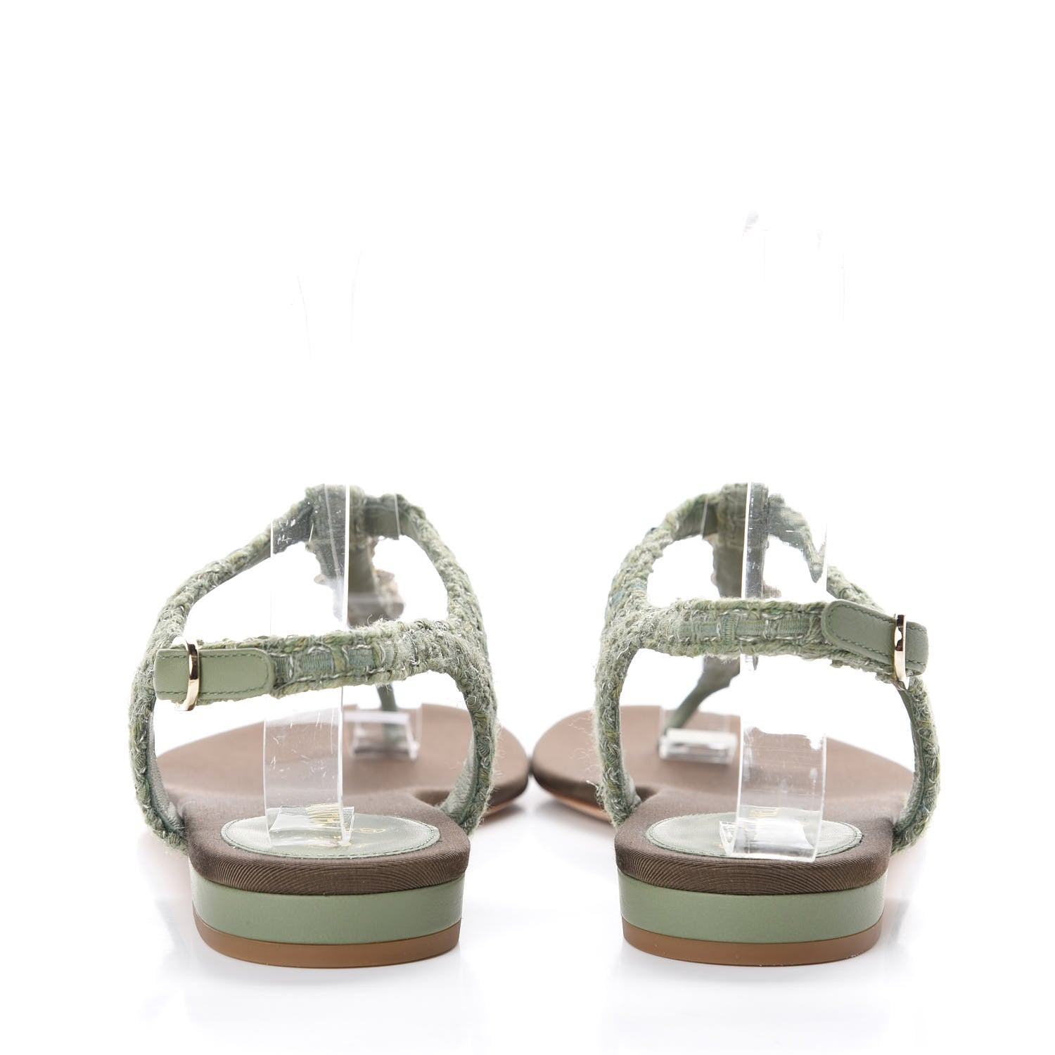 Chanel Tweed CC Charm Thong Sandals 36.5 Dark Green 7 of 11