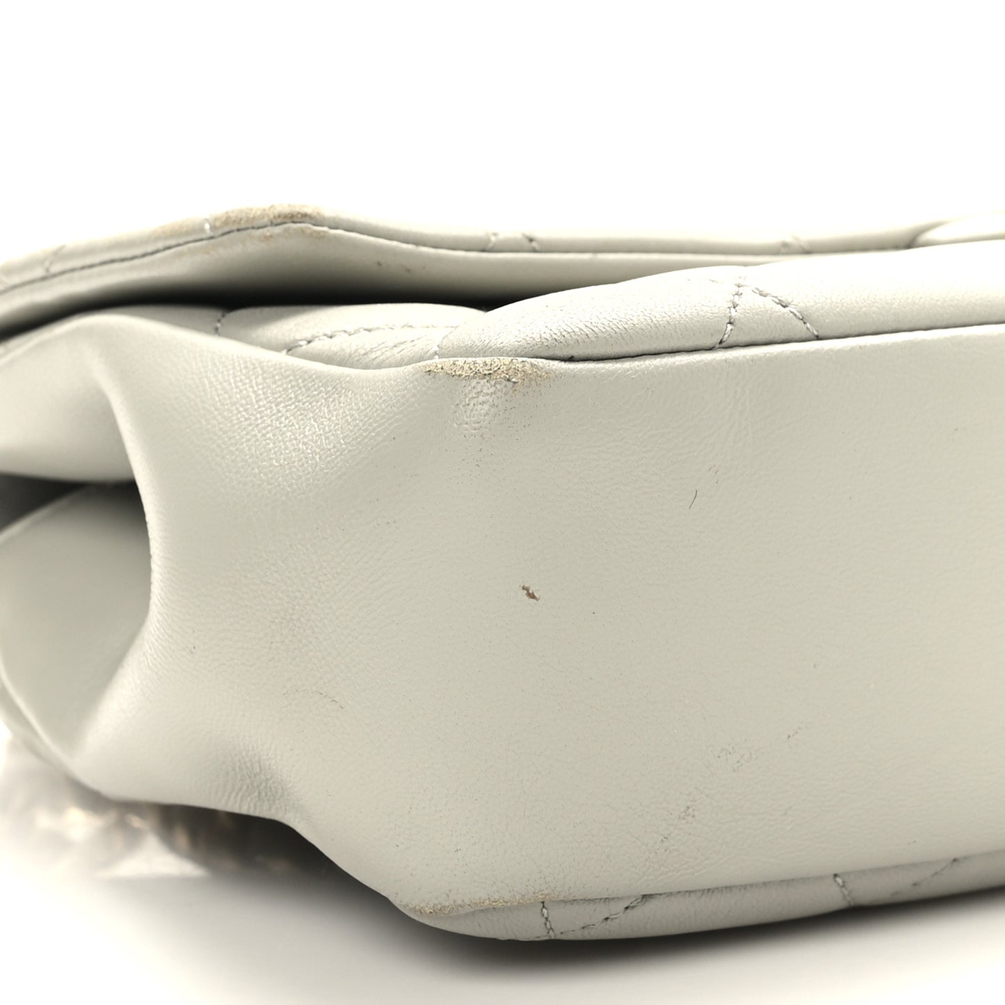 Lambskin Quilted Resin Bi-Color Chain Flap Bag Grey