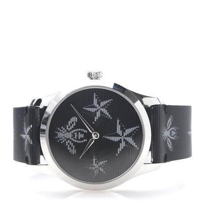 Gucci Stainless Steel Calfskin 38mm G-Timeless Bee Star Hologram Quartz Watch Black 3 of 6