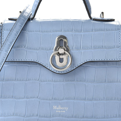 Mulberry Shiny Croc Calfskin Embossed Micro Seaton Pale Slate 2 of 10