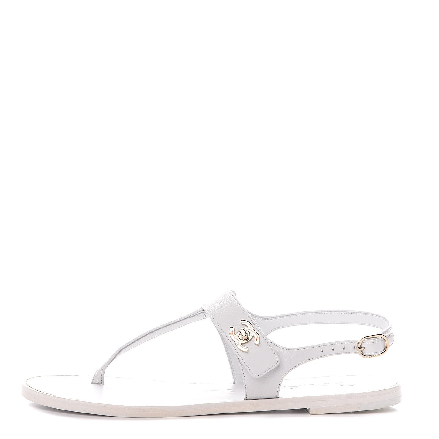 Lambskin CC Thong Sandals 36.5 White