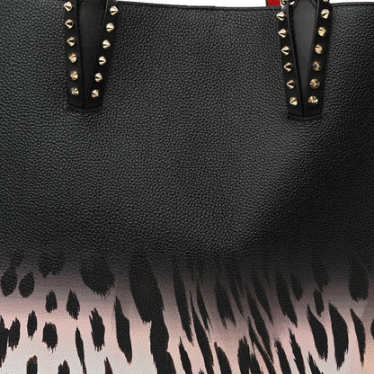 Christian Louboutin Calfskin Degrade Leopard Print Spikes East West Cabata Tote Black Pink Multi 9 of 11