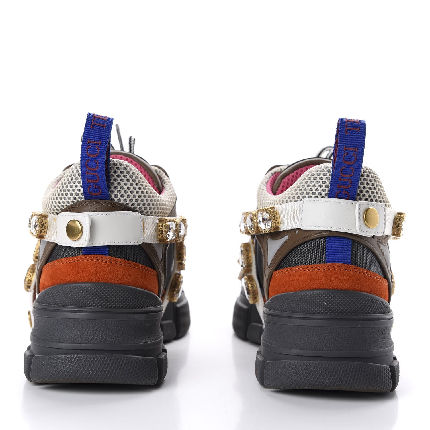 Gucci X SEGA Mesh Canvas Calfskin Removable Crystals Womens Flashtrek Sneakers 36.5 White Box Pink Ardesia Loess 6 of 10