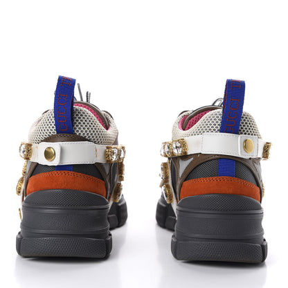 Gucci X SEGA Mesh Canvas Calfskin Removable Crystals Womens Flashtrek Sneakers 36.5 White Box Pink Ardesia Loess 6 of 10
