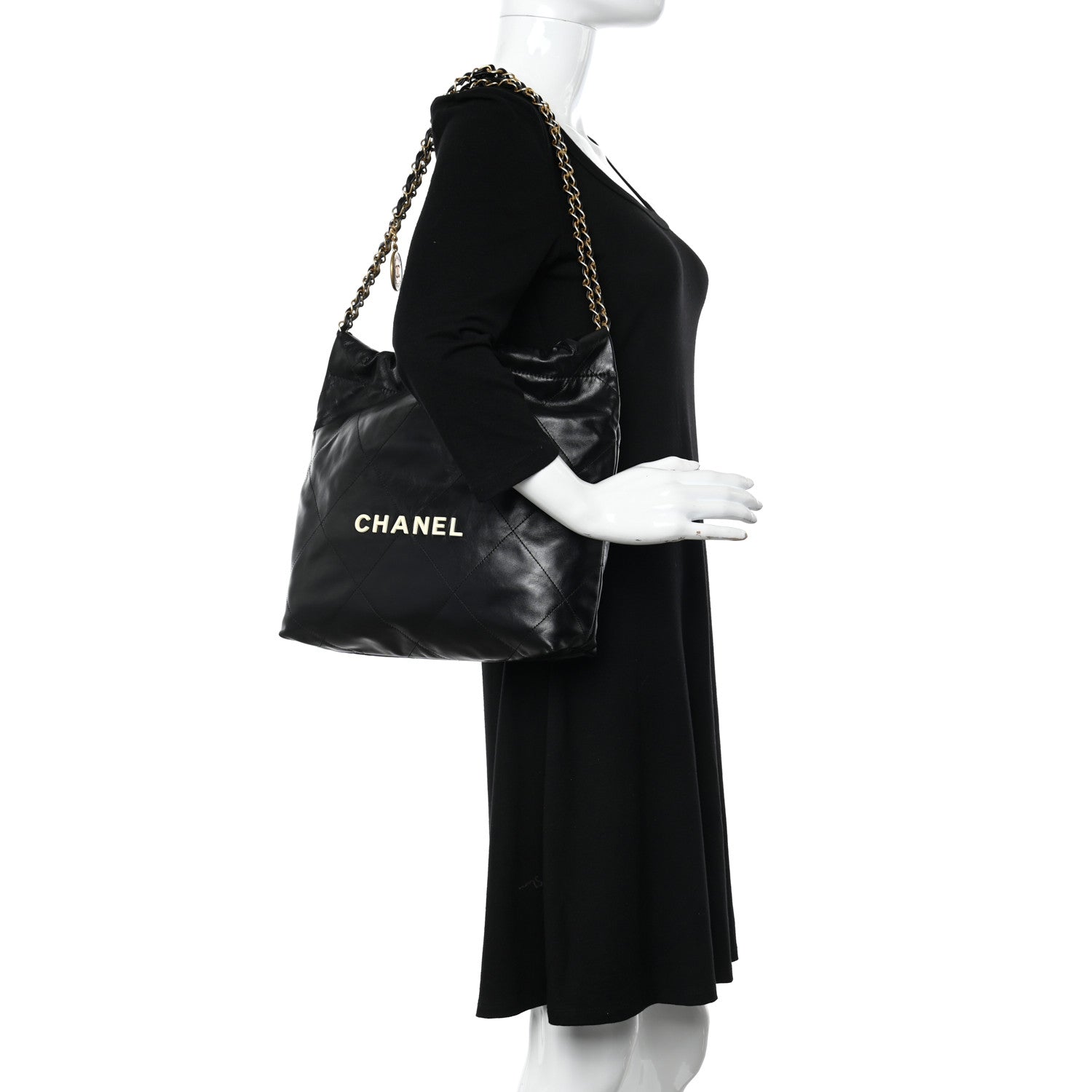 Chanel Calfskin Quilted Small Chanel 22 Black 2 of 11