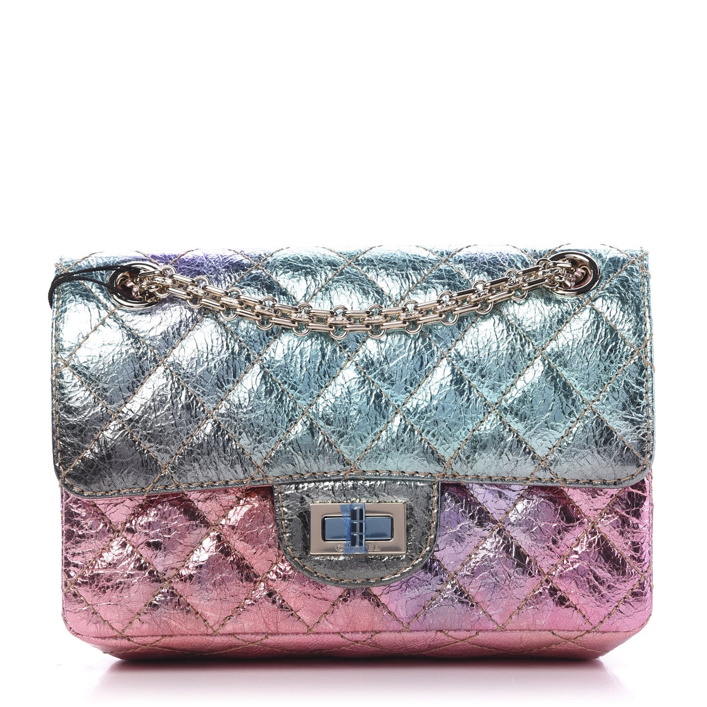 Metallic Goatskin Quilted Mini 2.55 Reissue Flap Multicolor