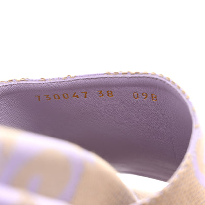Gucci Monogram Jumbo GG Platform Slide Wedge Sandals 38 Beige Lapis 7 of 8