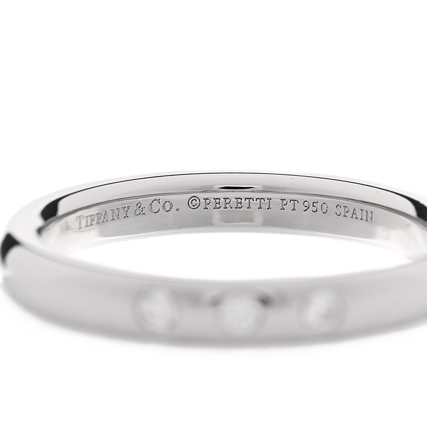 Tiffany Platinum 3 Diamond Elsa Peretti Band Ring 50 5.5 4 of 4