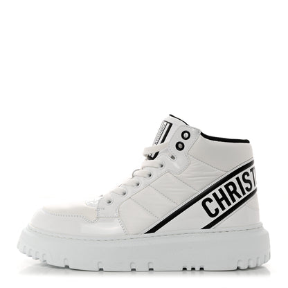 Christian Dior CHRISTIAN DIOR Nylon Fabric Womens D-Player High Top Sneakers 37 White Black 1 of 9