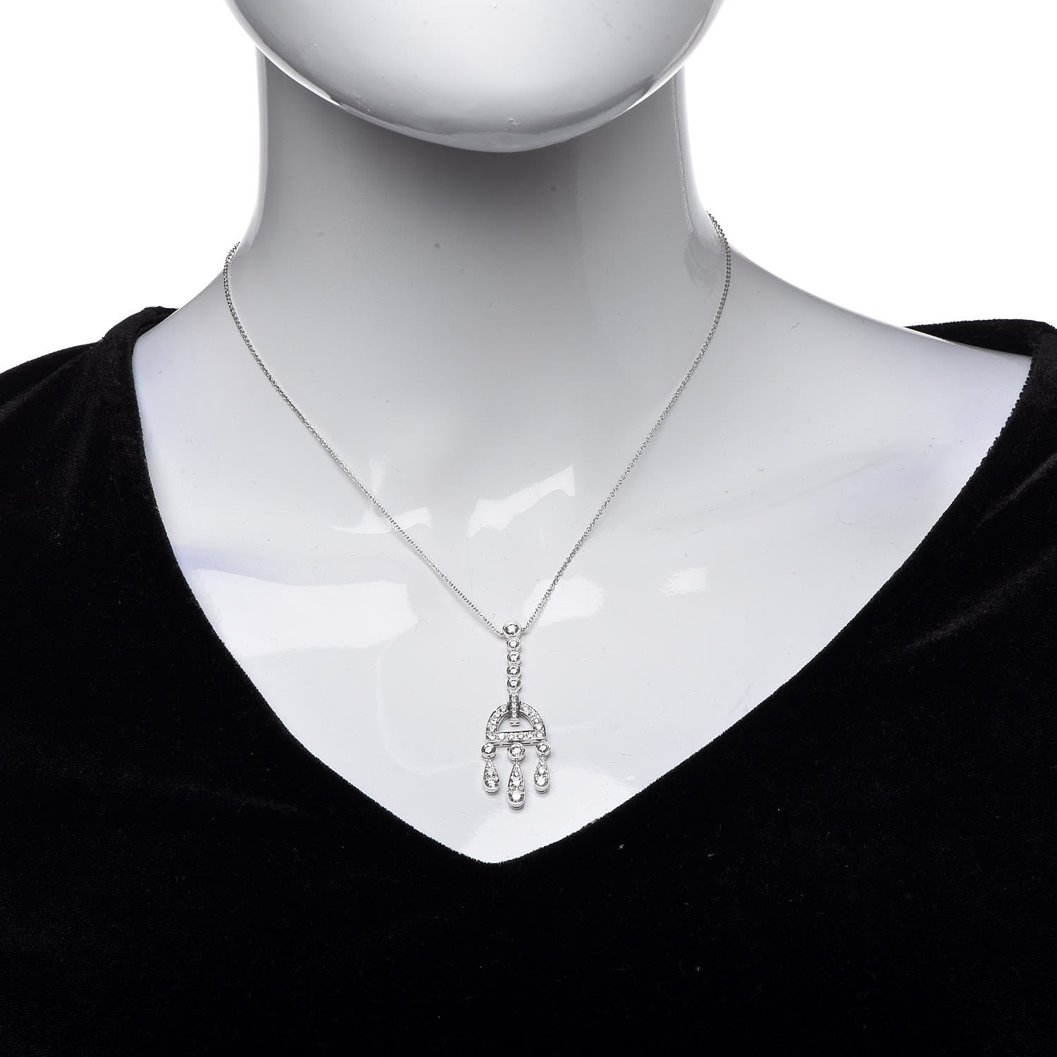 Tiffany Platinum Diamond Jazz Buckle Pendant Necklace 2 of 8