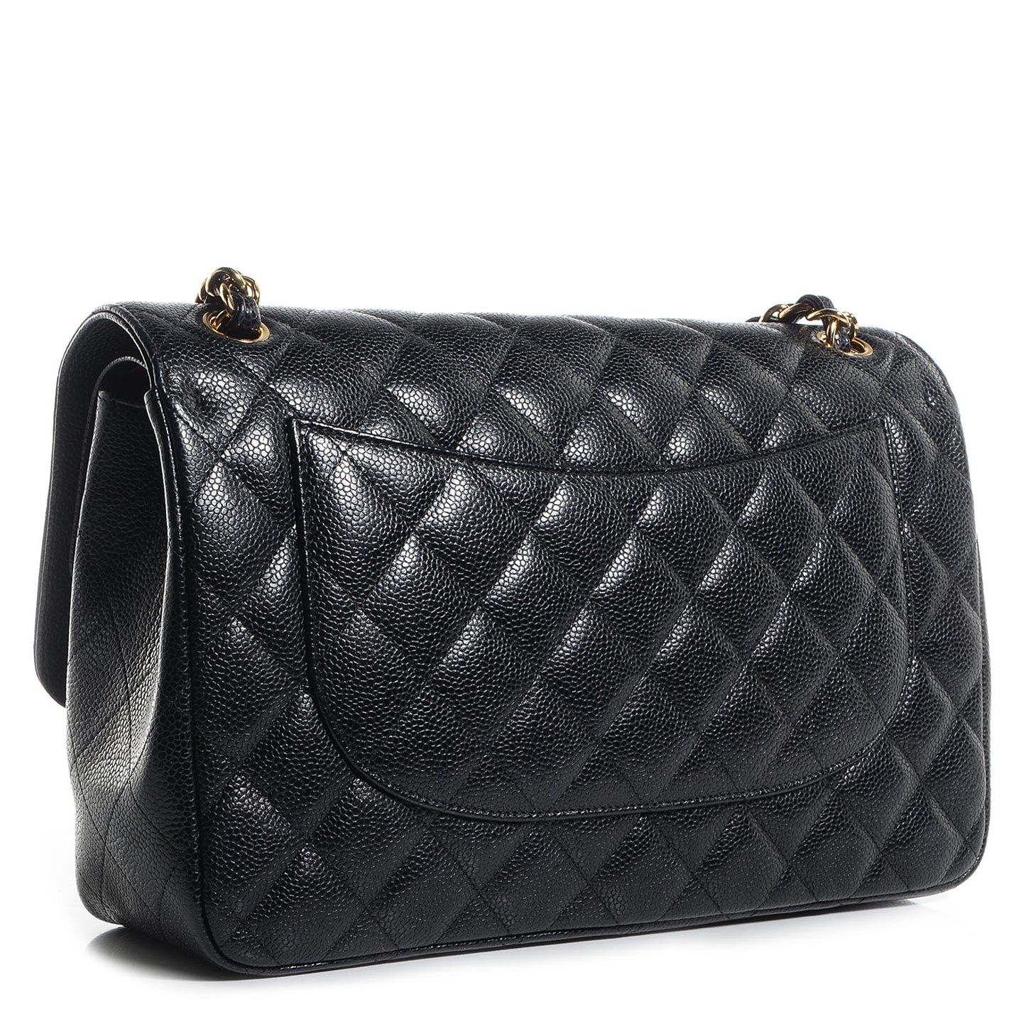 Caviar Quilted Jumbo Double Flap Black
