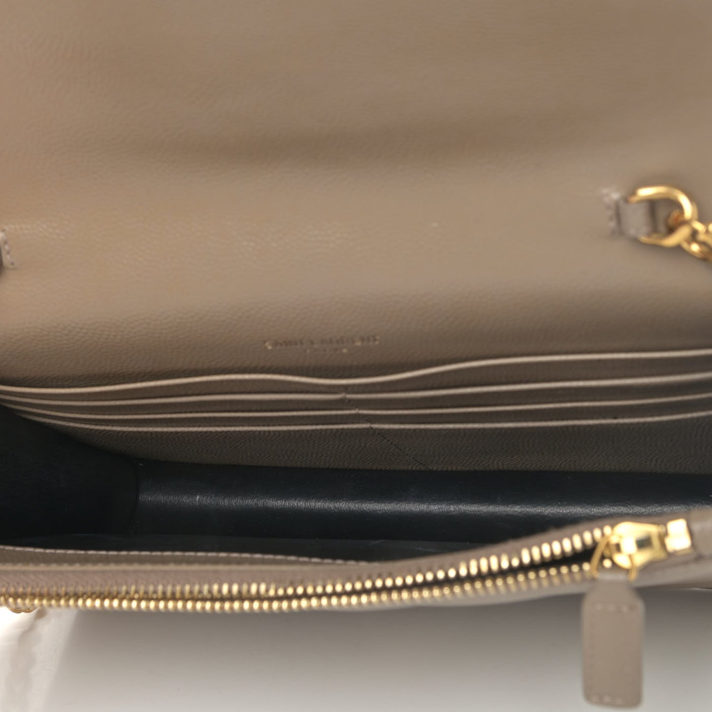 Grain De Poudre Matelasse Chevron Monogram Envelope Chain Wallet Taupe