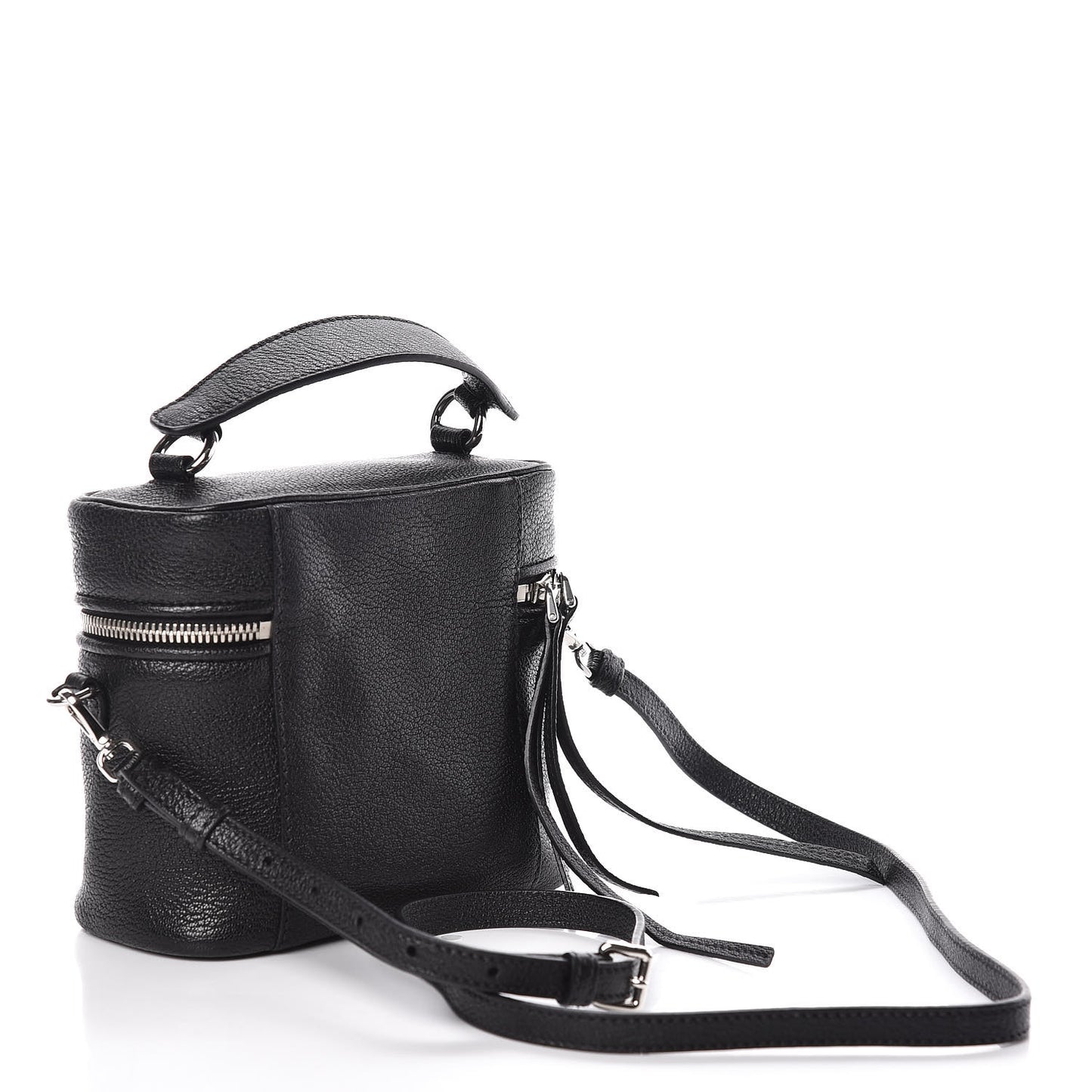 Goatskin Madras Bucket Bag Black