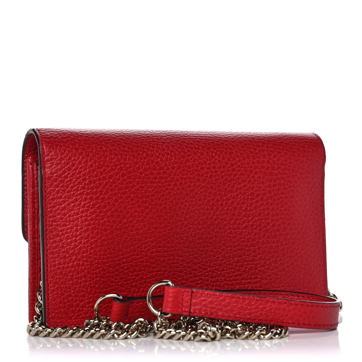 Dollar Calfskin Interlocking G Chain Wallet Red