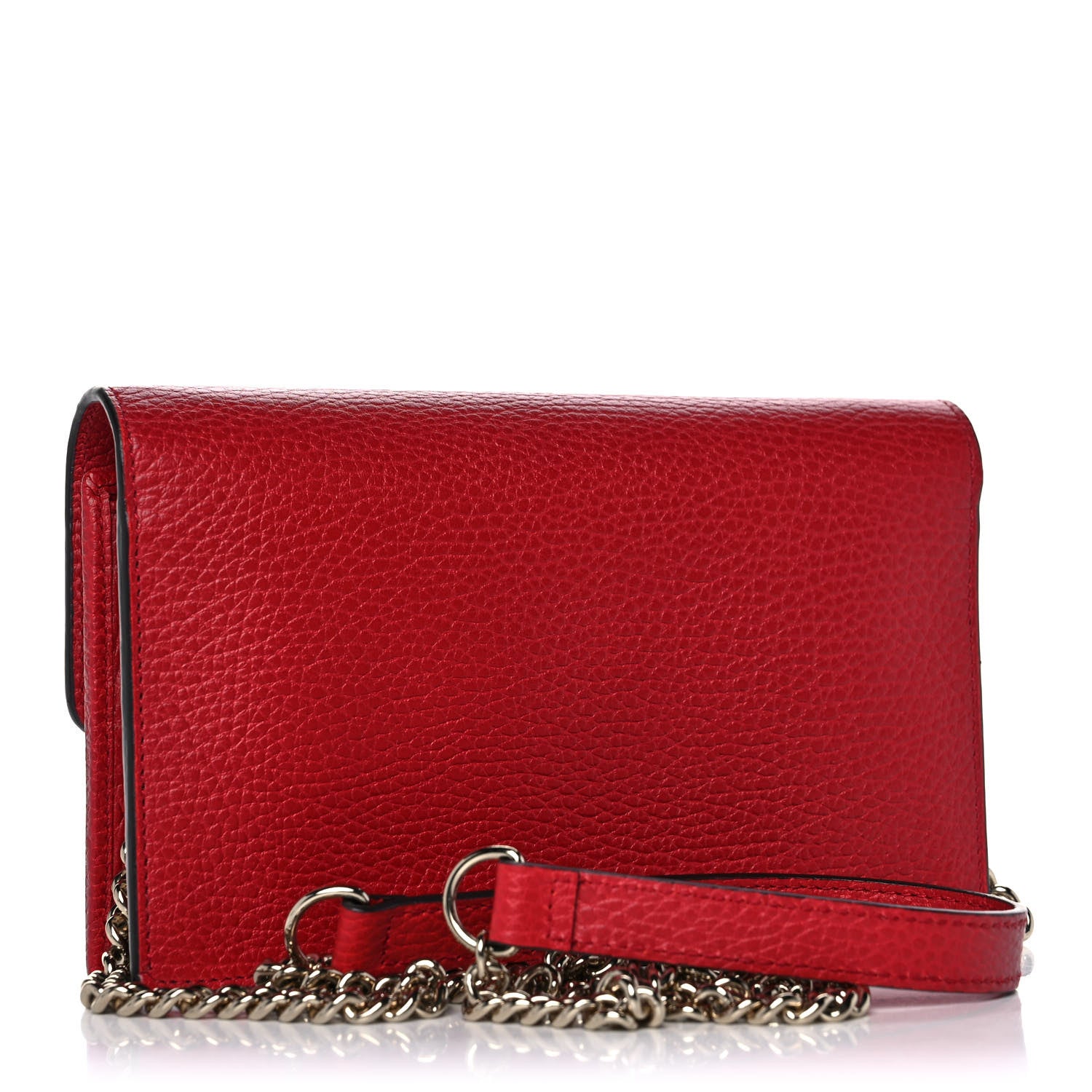 Gucci Dollar Calfskin Interlocking G Chain Wallet Red 3 of 10