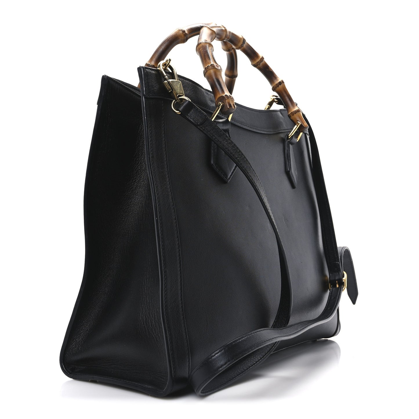 Calfskin Medium Diana Tote Bag Black Yellow Fluo