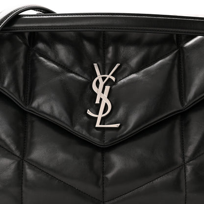Saint Laurent Lambskin Quilted Medium Loulou Puffer Monogram Chain Satchel Black 8 of 10