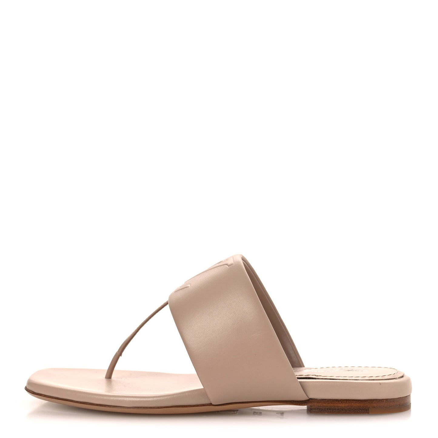 Lambskin Embossed Monogram Drapy Flat Thong Sandal 35.5 Beige