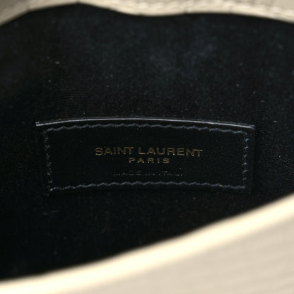 Saint Laurent Calfskin Crocodile Embossed Monogram Uptown Baby Pouch Perle 6 of 6