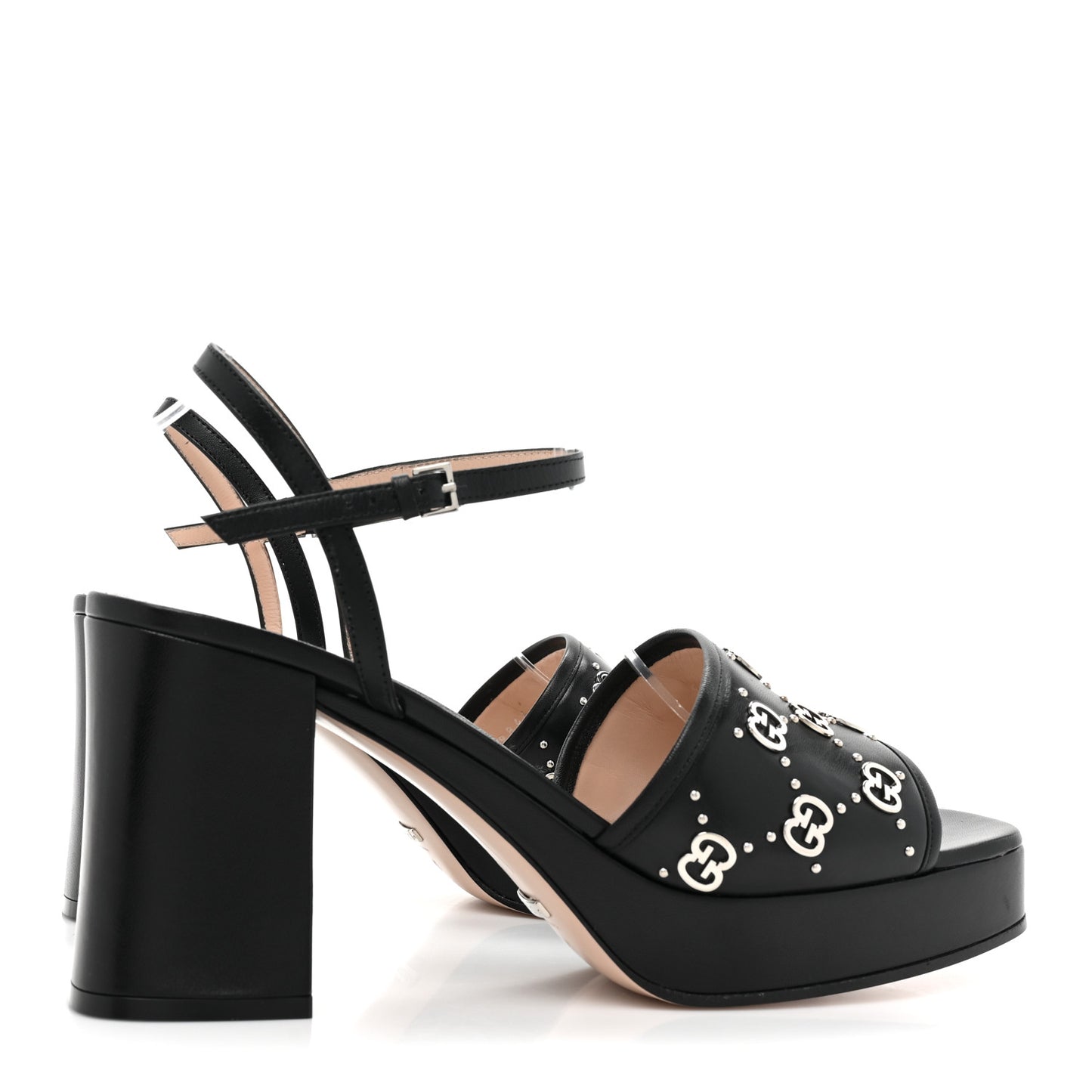 Malaga Kid Interlocking G Studs 25/85mm Platform Sandals 41 Black