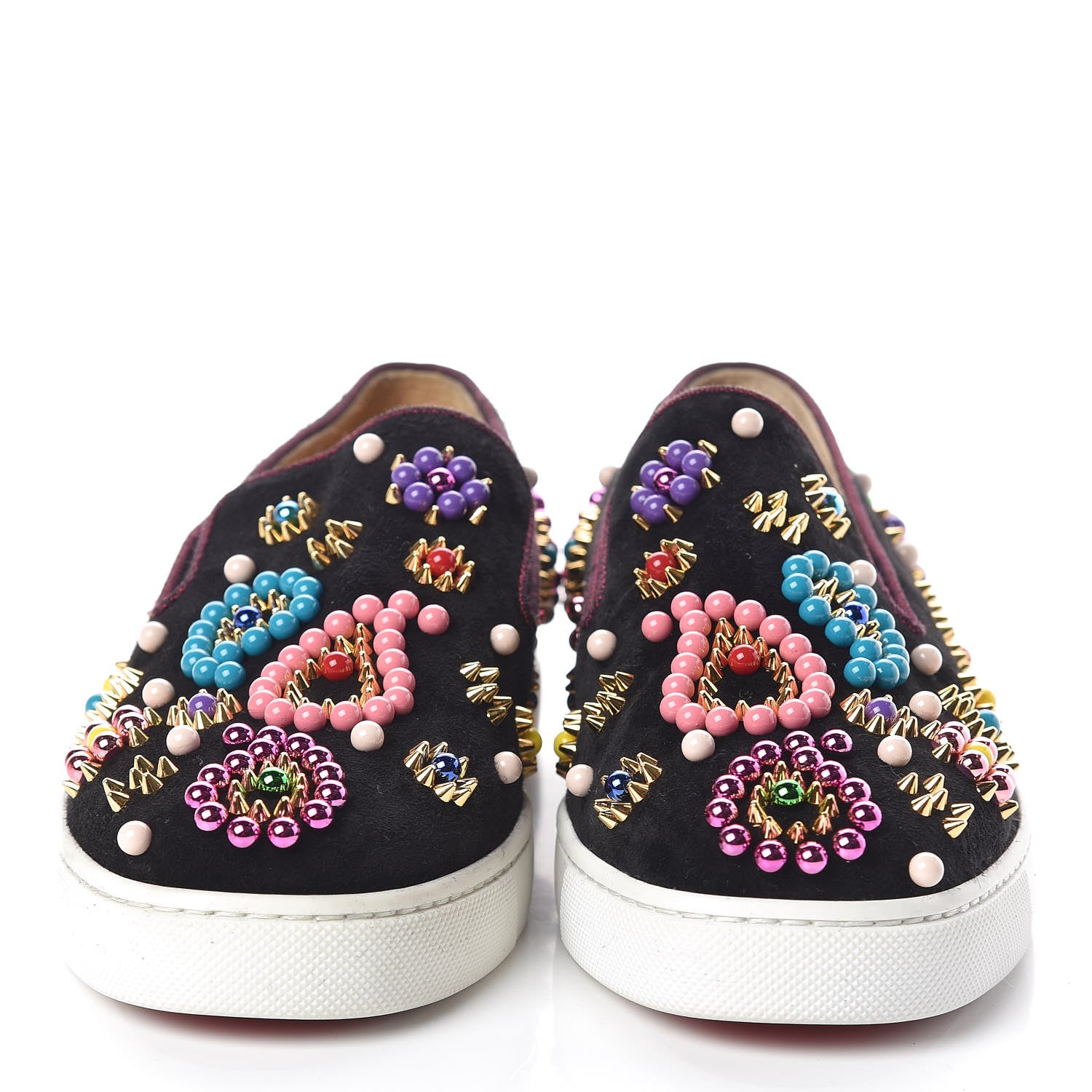 Christian Louboutin Veau Velours Beaded Candy Boat Flats 36 Black 2 of 8