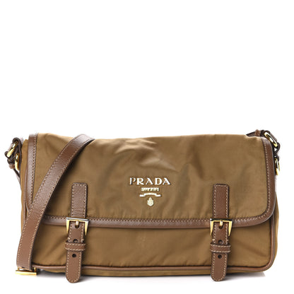 Prada Tessuto Nylon Saffiano Small Messenger Bag Tobacco 1 of 9