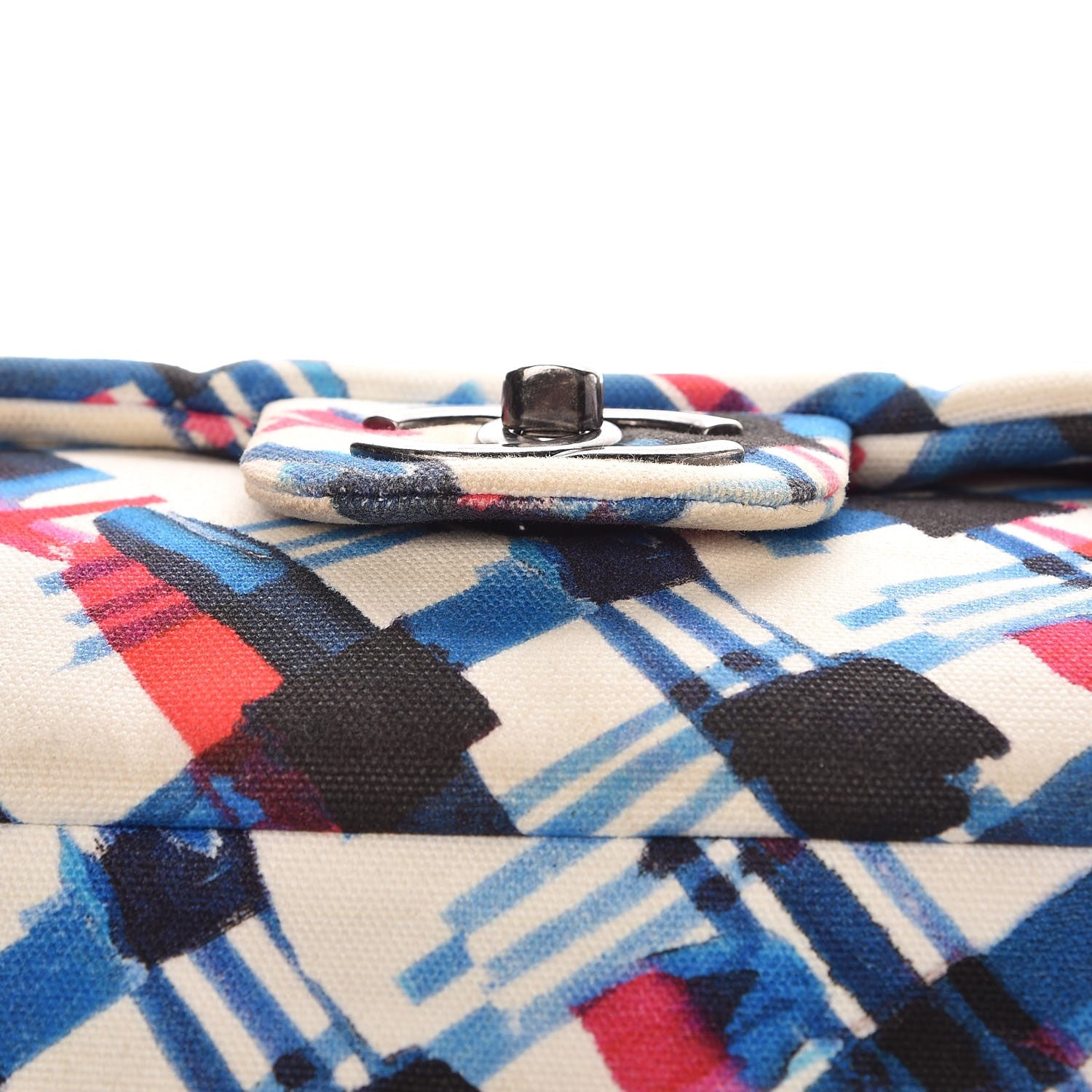 Chanel Canvas Printed XXL Travel Flap Bag White Blue Red Black 10 of 15