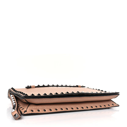 Valentino Garavani Pebbled Calfskin Rockstud Wristlet Clutch Soft Noisette 4 of 8