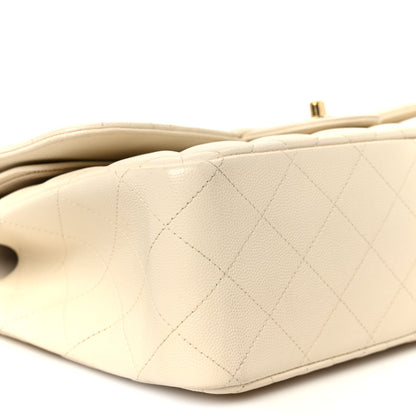 Chanel Caviar Quilted Jumbo Double Flap White 10 of 11