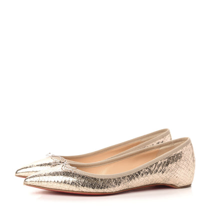 Christian Louboutin Metallic Snakeskin Embossed Solasofia Flats 39 Gold 3 of 8