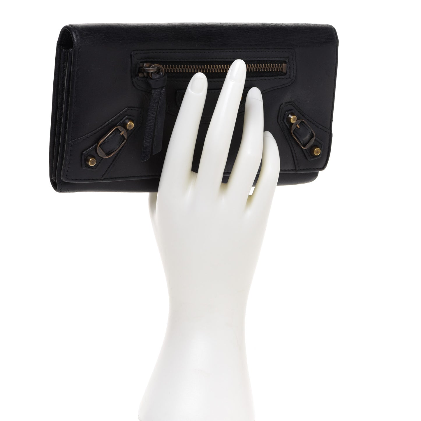 Agneau Classic Hardware Money Wallet Black