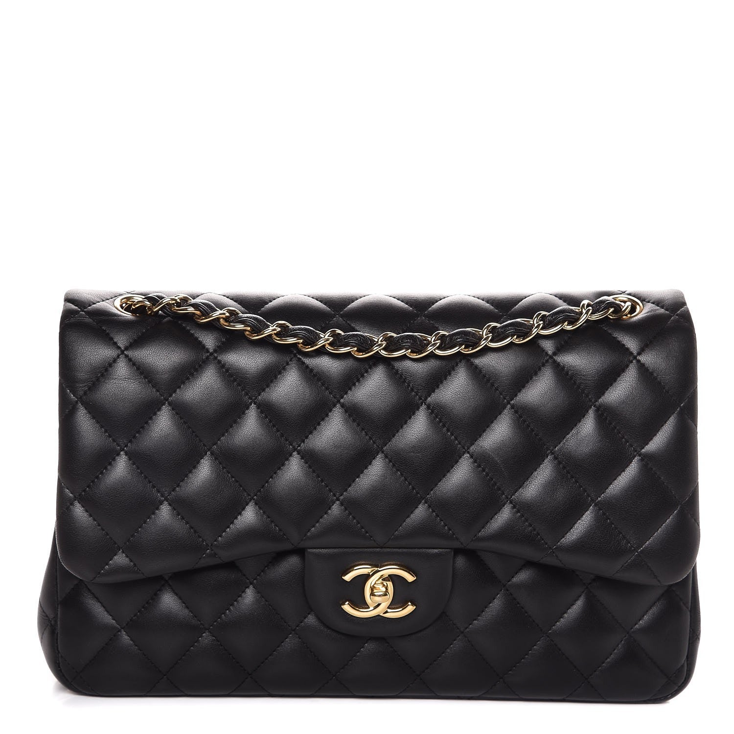Chanel Lambskin Quilted Jumbo Double Flap Black 1 of 8