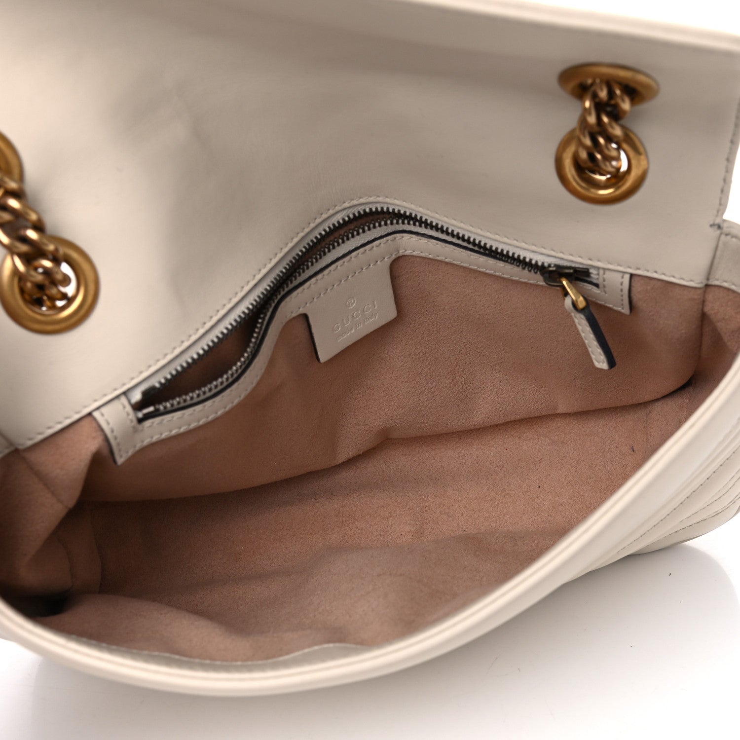 Gucci Calfskin Matelasse Small GG Marmont Shoulder Bag White 4 of 5