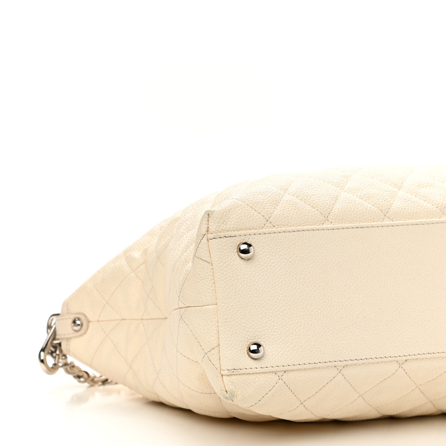 Caviar Quilted French Riviera Hobo Dark White