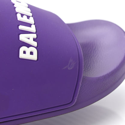 Balenciaga Rubber Womens Logo Pool Slide Sandals 39 Purple White 10 of 12
