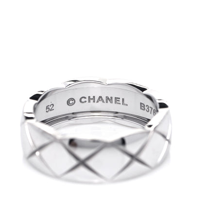 Chanel 18K White Gold Small Coco Crush Ring 52 6 5 of 6