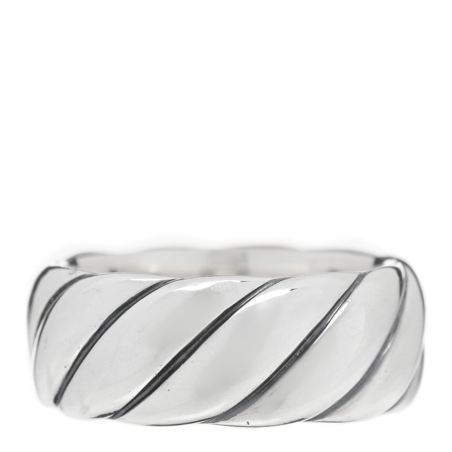 David Yurman Sterling Silver 9mm Sculpted Cable Band Ring 57 8 1 of 4