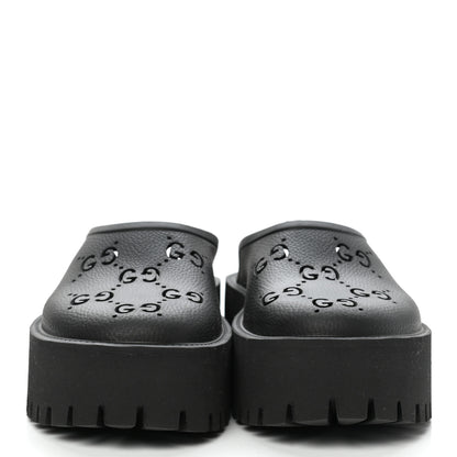 Gucci Rubber GG Monogram Perforated Elea Platform 55mm Lug Sole Sandals 38 Black 2 of 9