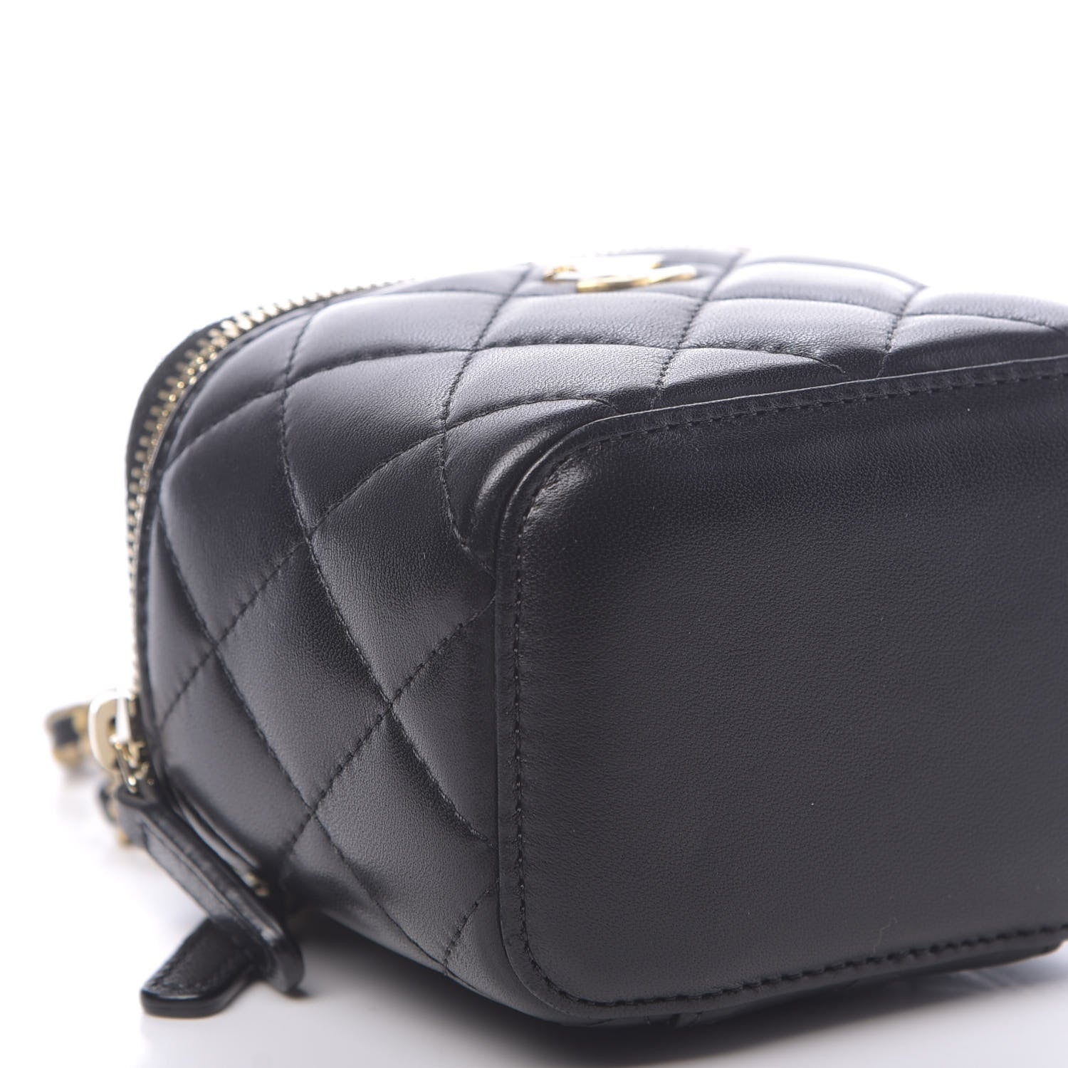 Chanel Lambskin Quilted Mini Pearl Crush Vanity Case With Chain Black 10 of 12
